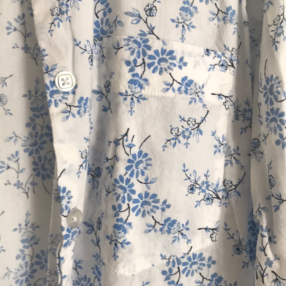 Blue Flowered Button Down Shirt - image 2